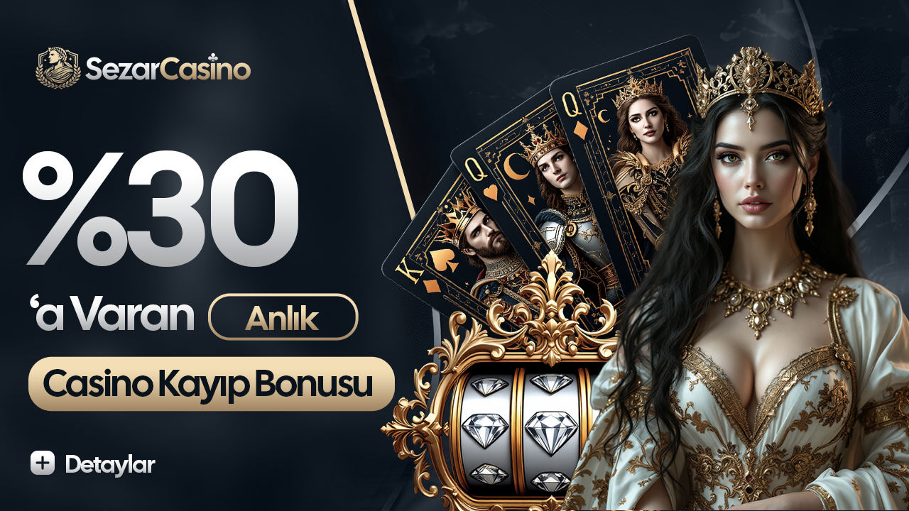 Sezar Casino yüzde 30'a varan anlık casino kayıp bonusu duyuru görseli.
